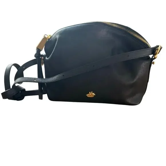 Brahmin Black Leather Crossbody with gold hardware and zipper closure - Picture 5 of 16